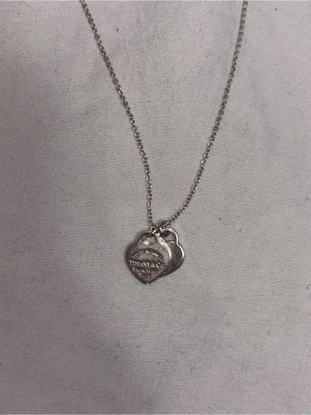 Tiffany & Co. Double Heart Pendant Necklace - Silver